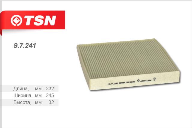 TSN 9.7.241 Filter, interior air 97241: Buy near me in Poland at 2407.PL - Good price!