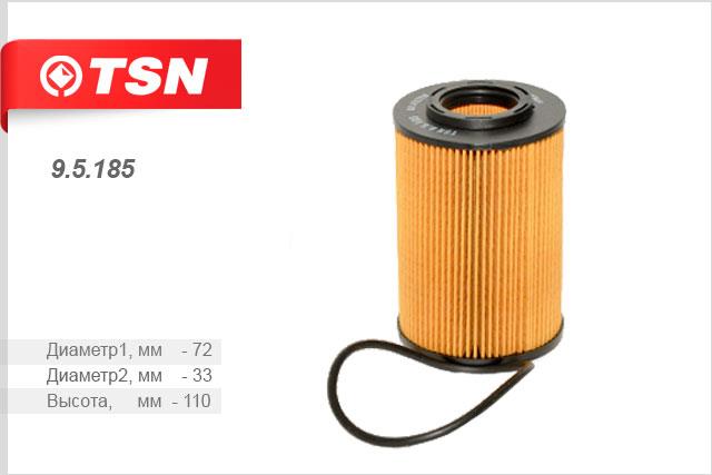TSN 9.5.185 Oil Filter 95185: Buy near me in Poland at 2407.PL - Good price!