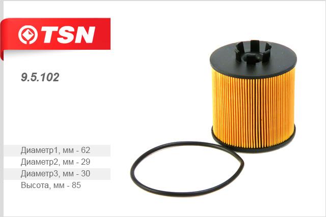 TSN 9.5.102 Масляный фильтр 95102: Отличная цена - Купить в Польше на 2407.PL!