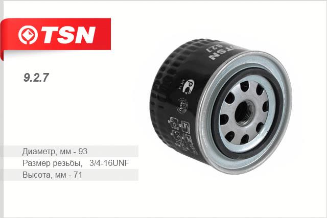 TSN 9.2.7 Oil Filter 927: Buy near me at 2407.PL in Poland at an Affordable price!