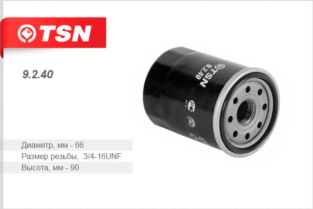TSN 9.2.40 Oil Filter 9240: Buy near me at 2407.PL in Poland at an Affordable price!