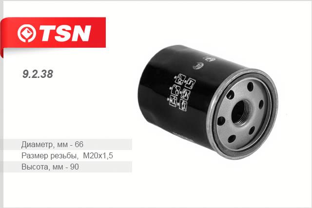TSN 9.2.38 Oil Filter 9238: Buy near me in Poland at 2407.PL - Good price!