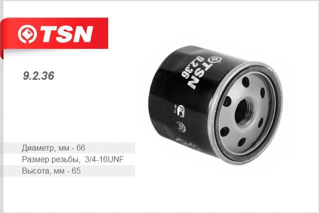 TSN 9.2.36 Oil Filter 9236: Buy near me in Poland at 2407.PL - Good price!