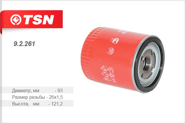 TSN 9.2.261 Oil Filter 92261: Buy near me in Poland at 2407.PL - Good price!