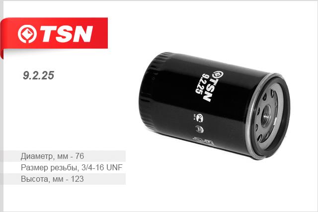 TSN 9.2.25 Масляный фильтр 9225: Отличная цена - Купить в Польше на 2407.PL!