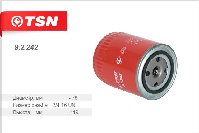 TSN 9.2.242 Масляный фильтр 92242: Отличная цена - Купить в Польше на 2407.PL!