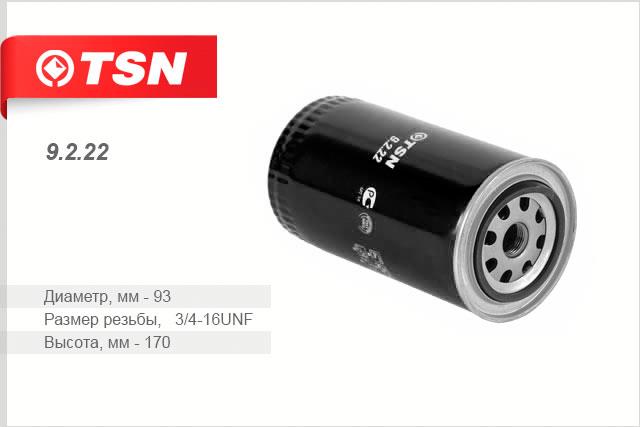 TSN 9.2.22 Oil Filter 9222: Buy near me at 2407.PL in Poland at an Affordable price!