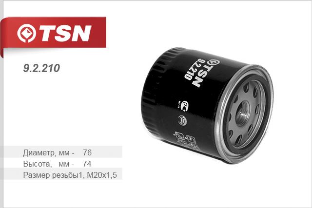 TSN 9.2.210 Oil Filter 92210: Buy near me at 2407.PL in Poland at an Affordable price!