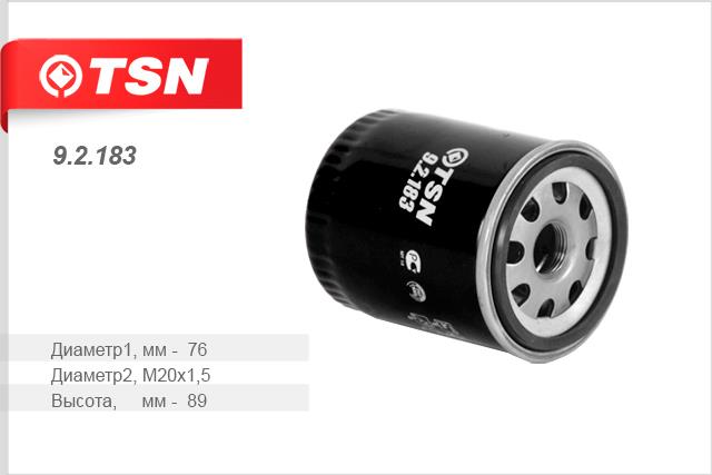 TSN 9.2.183 Масляный фильтр 92183: Отличная цена - Купить в Польше на 2407.PL!