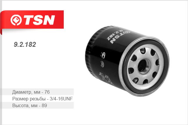 TSN 9.2.182 Oil Filter 92182: Buy near me in Poland at 2407.PL - Good price!