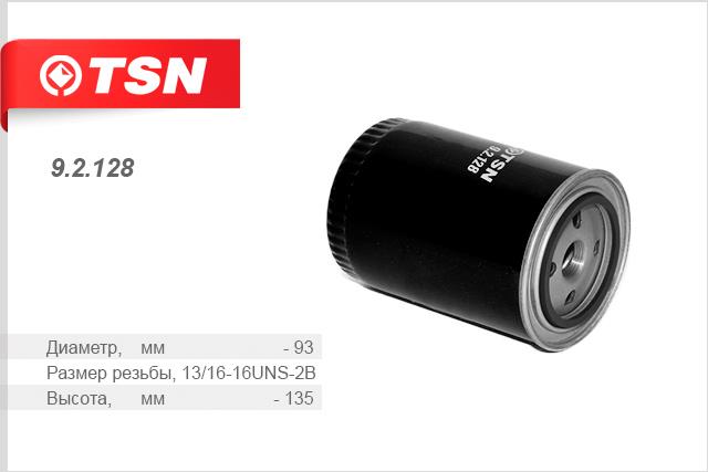 TSN 9.2.128 Oil Filter 92128: Buy near me in Poland at 2407.PL - Good price!