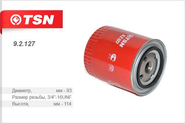 TSN 9.2.127 Масляный фильтр 92127: Отличная цена - Купить в Польше на 2407.PL!