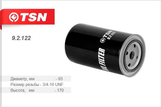 TSN 9.2.122 Oil Filter 92122: Buy near me in Poland at 2407.PL - Good price!
