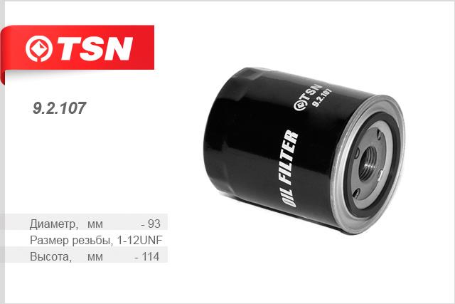 TSN 9.2.107 Oil Filter 92107: Buy near me in Poland at 2407.PL - Good price!