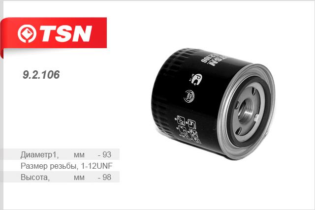 TSN 9.2.106 Oil Filter 92106: Buy near me in Poland at 2407.PL - Good price!