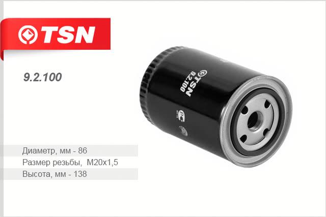 TSN 9.2.100 Oil Filter 92100: Buy near me in Poland at 2407.PL - Good price!