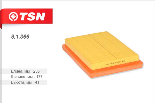 TSN 9.1.366 Air filter 91366: Buy near me at 2407.PL in Poland at an Affordable price!