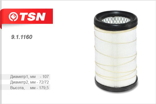TSN 9.1.1160 Air filter 911160: Buy near me in Poland at 2407.PL - Good price!