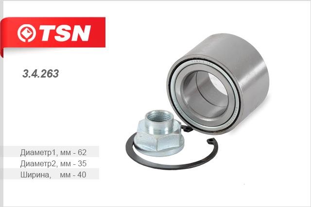 TSN 3.4.263 Front Wheel Bearing Kit 34263: Buy near me in Poland at 2407.PL - Good price!
