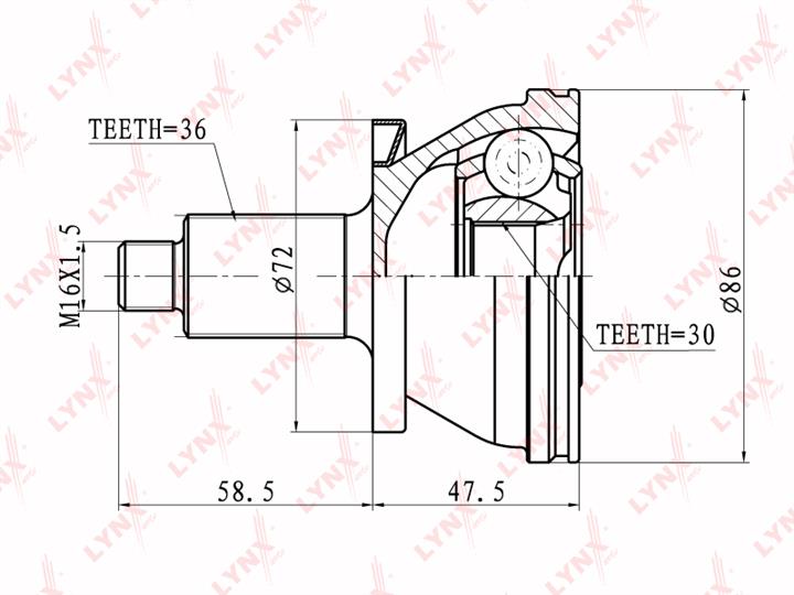 LYNXauto CO-1227 CV joint CO1227: Buy near me in Poland at 2407.PL - Good price!