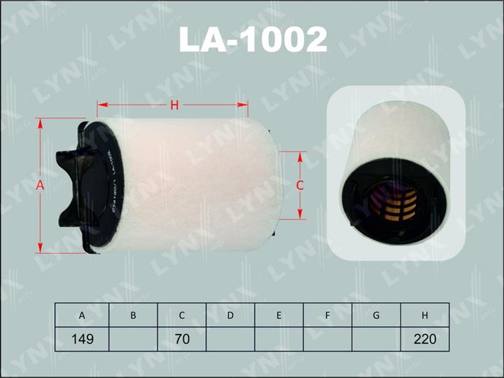LYNXauto LA-1002 Воздушный фильтр LA1002: Отличная цена - Купить в Польше на 2407.PL!