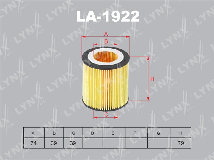 LYNXauto LO-1922 Oil Filter LO1922: Buy near me in Poland at 2407.PL - Good price!