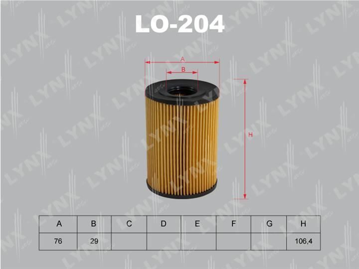 LYNXauto LO-204 Oil Filter LO204: Buy near me in Poland at 2407.PL - Good price!