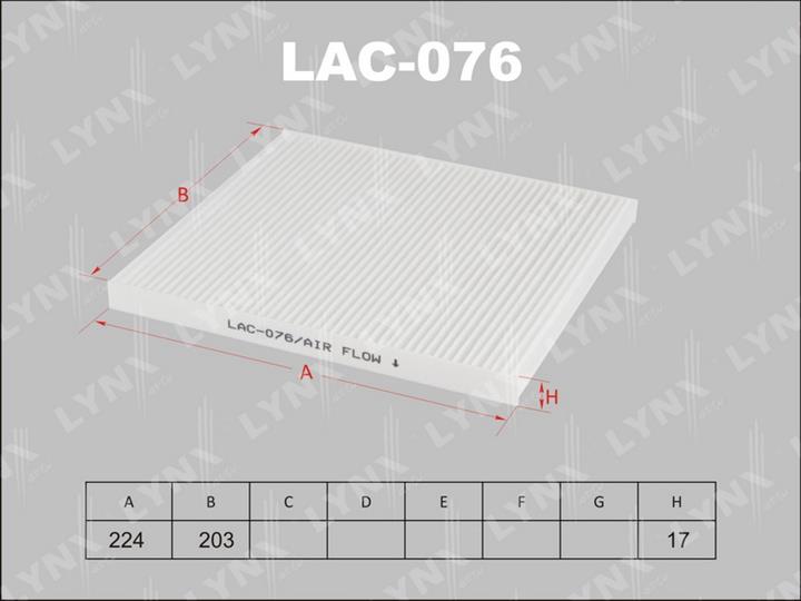 LYNXauto LAC-076 Filter, interior air LAC076: Buy near me in Poland at 2407.PL - Good price!