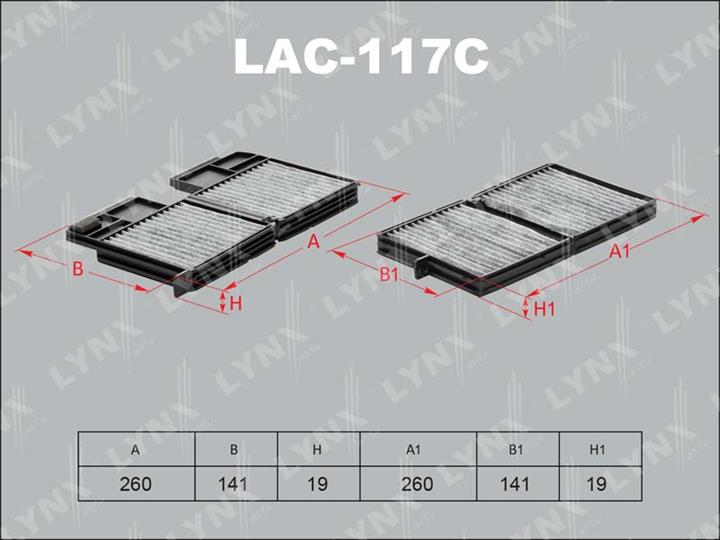 LYNXauto LAC-117C Aktivkohle-Kabinenfilter LAC117C: Kaufen Sie zu einem guten Preis in Polen bei 2407.PL!