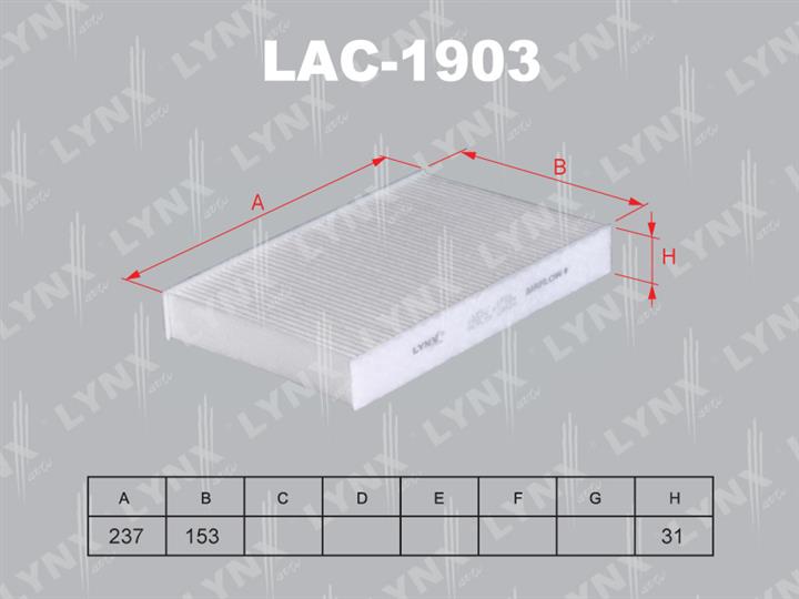 LYNXauto LAC-1903 Filter, Innenraumluft LAC1903: Bestellen Sie in Polen zu einem guten Preis bei 2407.PL!