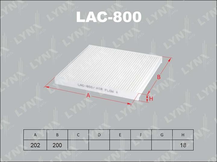 LYNXauto LAC-800 Filter, Innenraumluft LAC800: Bestellen Sie in Polen zu einem guten Preis bei 2407.PL!