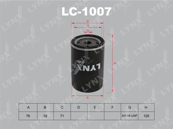 LYNXauto LC-1007 Масляный фильтр LC1007: Отличная цена - Купить в Польше на 2407.PL!