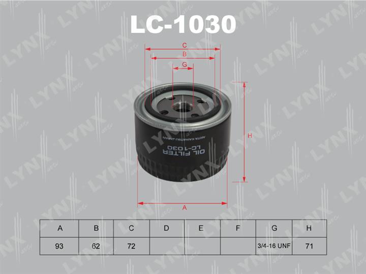 LYNXauto LC-1030 Oil Filter LC1030: Buy near me in Poland at 2407.PL - Good price!