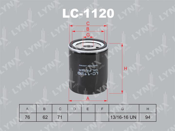 LYNXauto LC-1120 Oil Filter LC1120: Buy near me in Poland at 2407.PL - Good price!