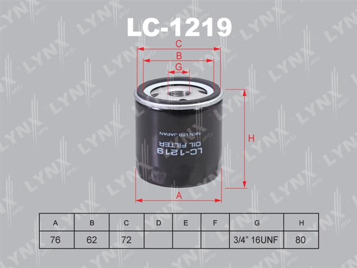 LYNXauto LC-1219 Oil Filter LC1219: Buy near me in Poland at 2407.PL - Good price!