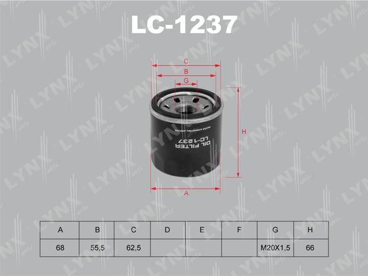 LYNXauto LC-1237 Фільтр масляний LC1237: Приваблива ціна - Купити у Польщі на 2407.PL!