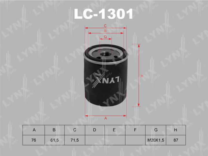 LYNXauto LC-1301 Oil Filter LC1301: Buy near me in Poland at 2407.PL - Good price!