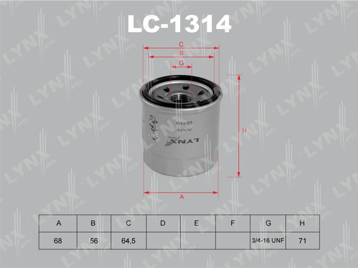 LYNXauto LC-1314 Oil Filter LC1314: Buy near me in Poland at 2407.PL - Good price!