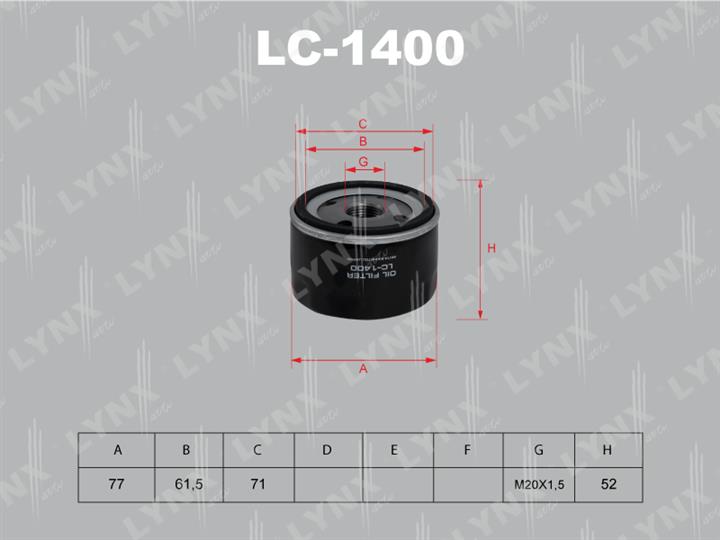 LYNXauto LC-1400 Oil Filter LC1400: Buy near me in Poland at 2407.PL - Good price!