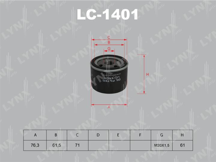 LYNXauto LC-1401 Oil Filter LC1401: Buy near me in Poland at 2407.PL - Good price!