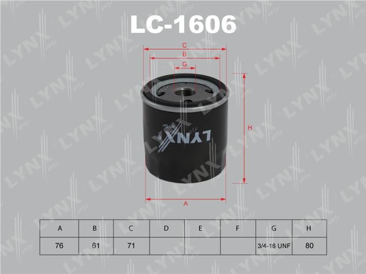 LYNXauto LC-1606 Масляный фильтр LC1606: Отличная цена - Купить в Польше на 2407.PL!