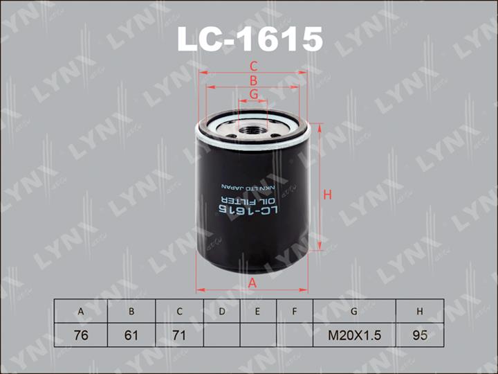 LYNXauto LC-1615 Oil Filter LC1615: Buy near me in Poland at 2407.PL - Good price!