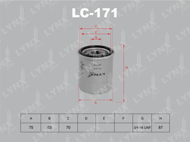LYNXauto LC-171 Масляный фильтр LC171: Отличная цена - Купить в Польше на 2407.PL!