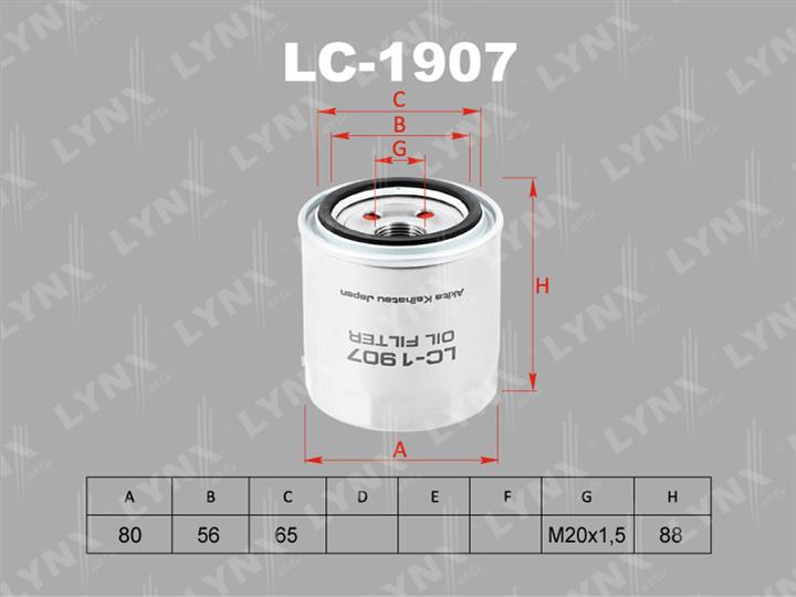 LYNXauto LC-1907 Oil Filter LC1907: Buy near me in Poland at 2407.PL - Good price!