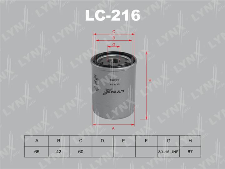 LYNXauto LC-216 Oil Filter LC216: Buy near me at 2407.PL in Poland at an Affordable price!