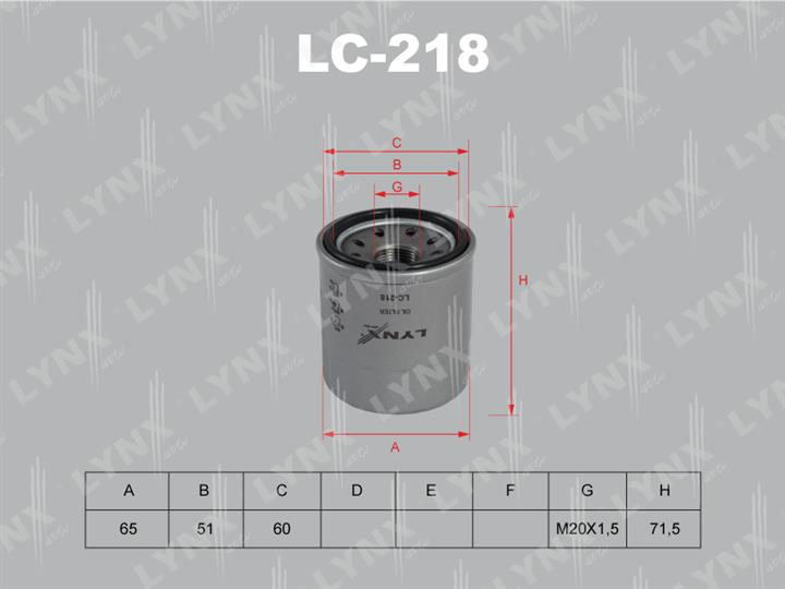 LYNXauto LC-218 Oil Filter LC218: Buy near me at 2407.PL in Poland at an Affordable price!