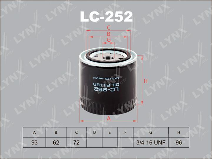 LYNXauto LC-252 Oil Filter LC252: Buy near me in Poland at 2407.PL - Good price!