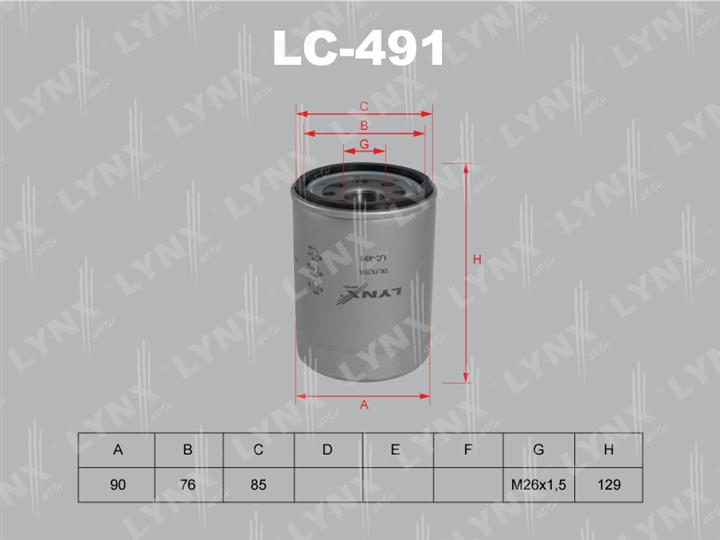 LYNXauto LC-491 Oil Filter LC491: Buy near me in Poland at 2407.PL - Good price!