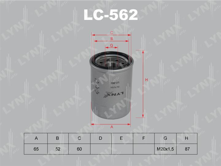 LYNXauto LC-562 Oil Filter LC562: Buy near me in Poland at 2407.PL - Good price!