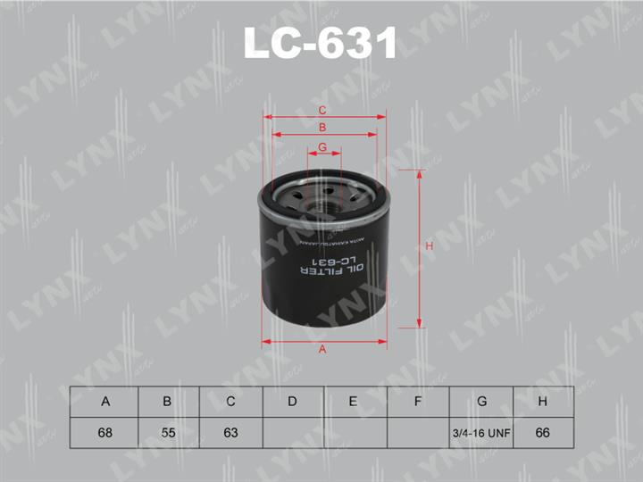 LYNXauto LC-631 Oil Filter LC631: Buy near me in Poland at 2407.PL - Good price!